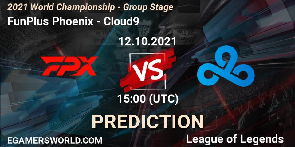 FunPlus Phoenix - Cloud9: ennuste. 12.10.2021 at 16:00, LoL, 2021 World Championship - Group Stage