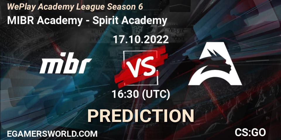 MIBR Academy - Spirit Academy: ennuste. 17.10.22, CS2 (CS:GO), WePlay Academy League Season 6