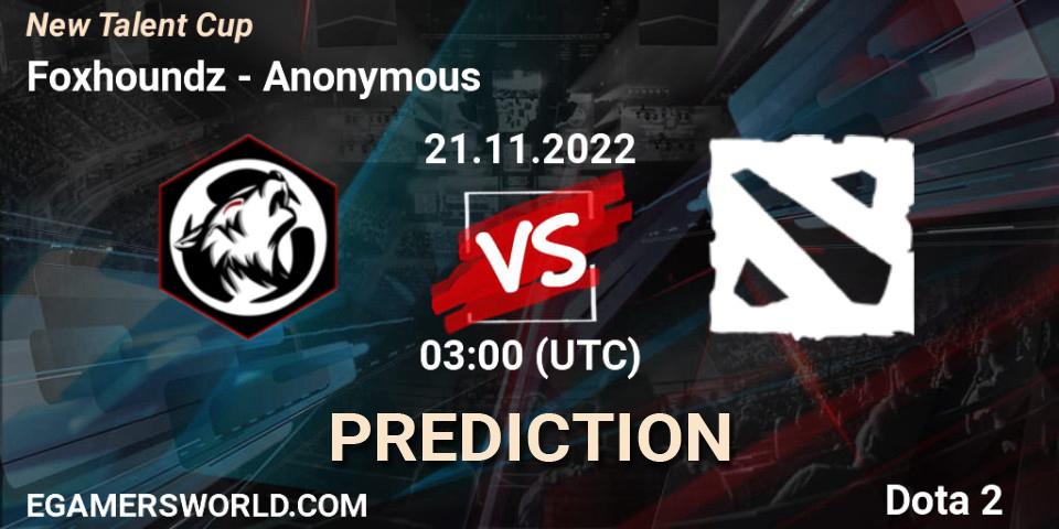 Foxhoundz - Anonymous: ennuste. 21.11.2022 at 03:00, Dota 2, New Talent Cup