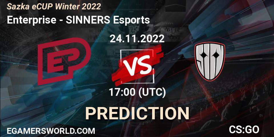 Enterprise - SINNERS Esports: ennuste. 24.11.2022 at 17:00, Counter-Strike (CS2), Sazka eCUP Winter 2022