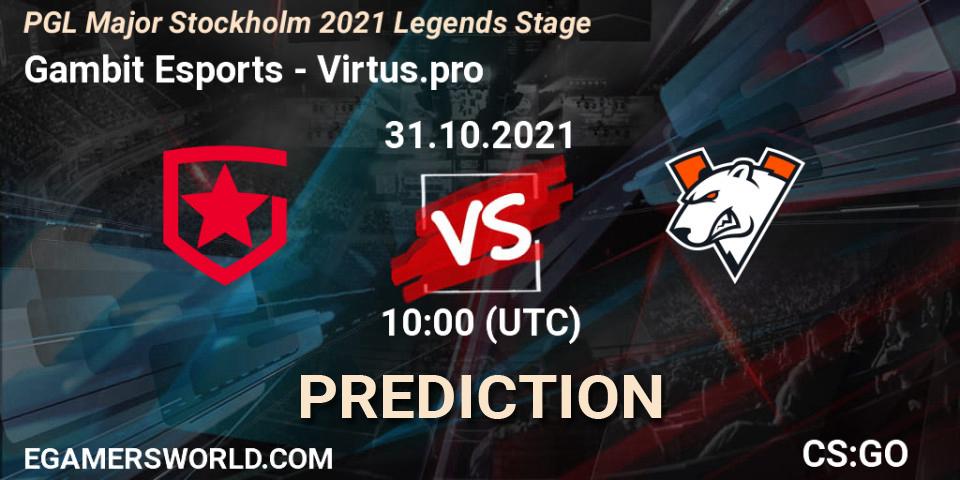 Gambit Esports - Virtus.pro: ennuste. 31.10.21, CS2 (CS:GO), PGL Major Stockholm 2021 Legends Stage