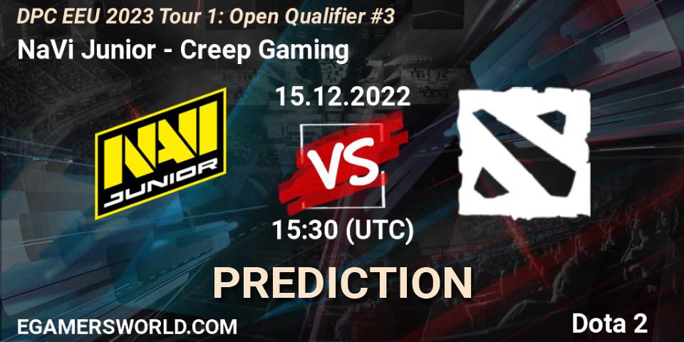 NaVi Junior - Creep Gaming: ennuste. 15.12.2022 at 15:55, Dota 2, DPC EEU 2023 Tour 1: Open Qualifier #3
