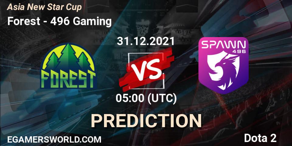 Forest - 496 Gaming: ennuste. 31.12.2021 at 05:06, Dota 2, Asia New Star Cup