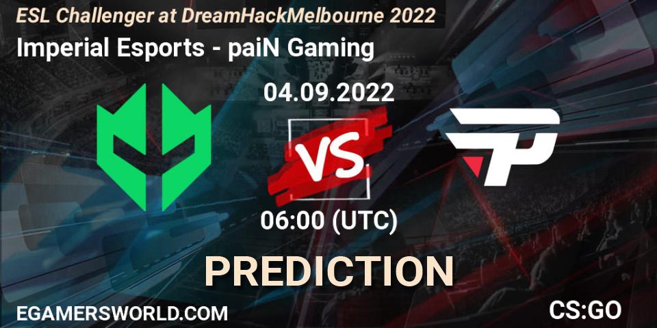 Imperial Esports - paiN Gaming: ennuste. 04.09.2022 at 05:20, Counter-Strike (CS2), ESL Challenger at DreamHack Melbourne 2022