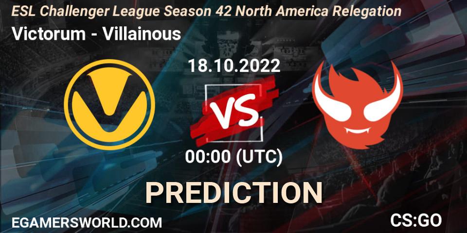 Victorum - Villainous: ennuste. 18.10.22, CS2 (CS:GO), ESL Challenger League Season 42 North America Relegation