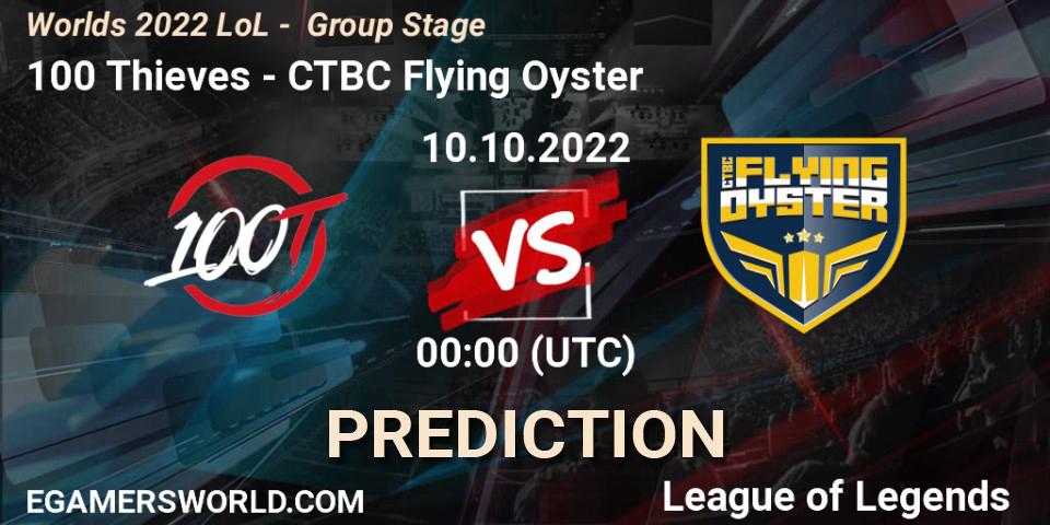 100 Thieves - CTBC Flying Oyster: ennuste. 16.10.2022 at 19:00, LoL, Worlds 2022 LoL - Group Stage