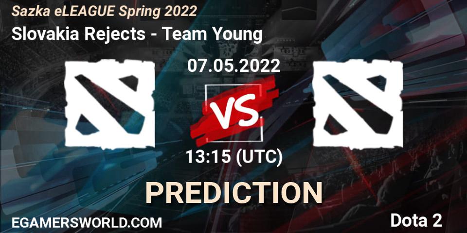 Slovakia Rejects - Team Young: ennuste. 07.05.2022 at 13:30, Dota 2, Sazka eLEAGUE Spring 2022