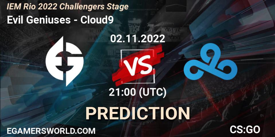 Evil Geniuses - Cloud9: ennuste. 02.11.22, CS2 (CS:GO), IEM Rio 2022 Challengers Stage