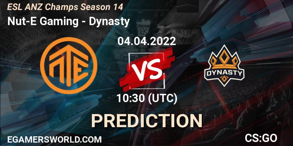 Nut-E Gaming - Dynasty: ennuste. 04.04.2022 at 10:30, Counter-Strike (CS2), ESL ANZ Champs Season 14