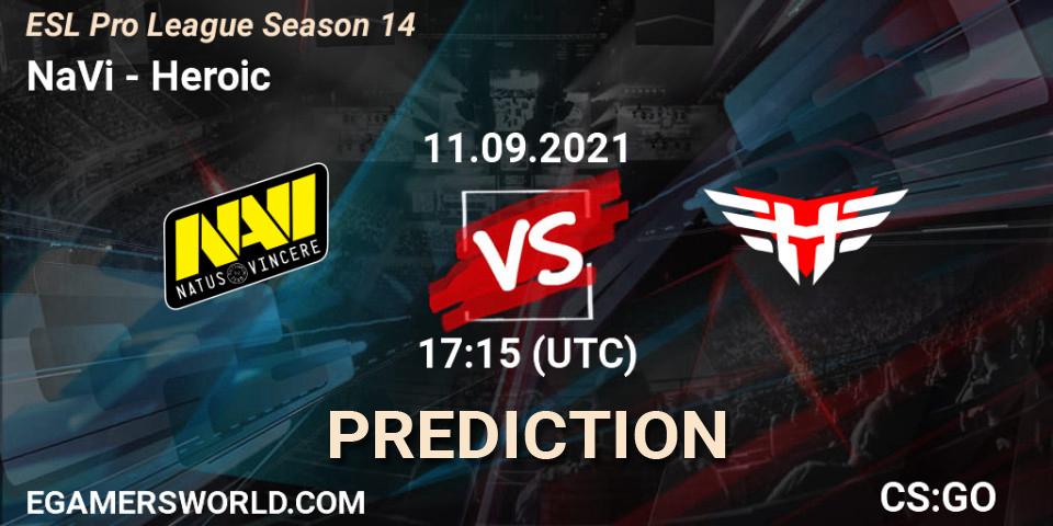 NaVi - Heroic: ennuste. 11.09.2021 at 17:15, Counter-Strike (CS2), ESL Pro League Season 14