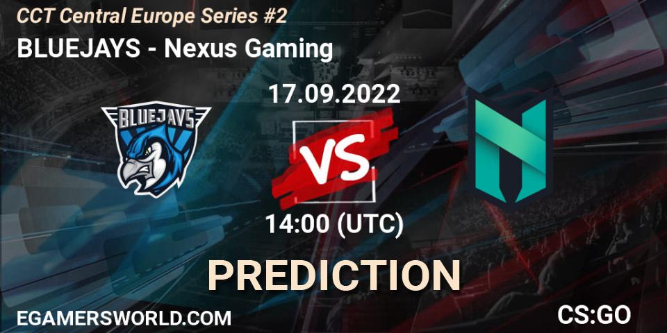 BLUEJAYS - Nexus Gaming: ennuste. 17.09.2022 at 17:00, Counter-Strike (CS2), CCT Central Europe Series #2