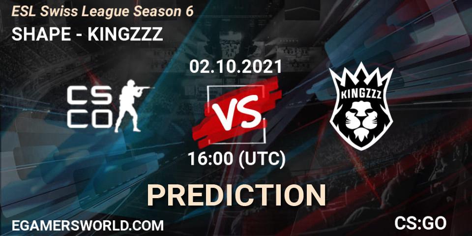 SHAPE - KINGZZZ: ennuste. 02.10.2021 at 16:05, Counter-Strike (CS2), ESL Swiss League Season 6