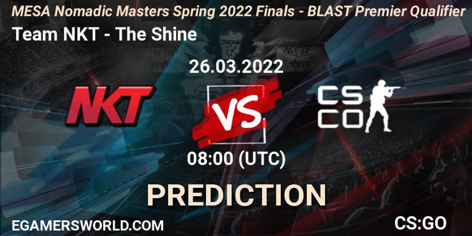 Team NKT - The Shine: ennuste. 26.03.2022 at 05:30, Counter-Strike (CS2), MESA Nomadic Masters Spring 2022 Finals - BLAST Premier Qualifier