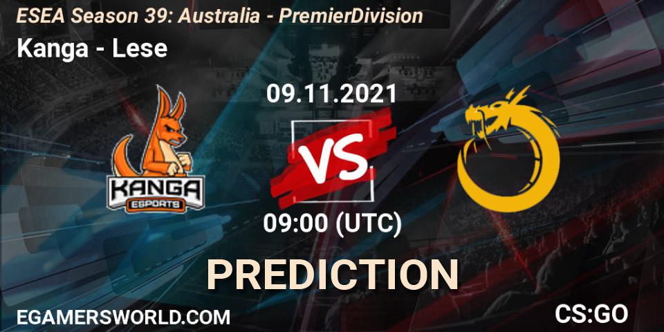 Kanga - Lese: ennuste. 09.11.2021 at 09:00, Counter-Strike (CS2), ESEA Season 39: Australia - Premier Division