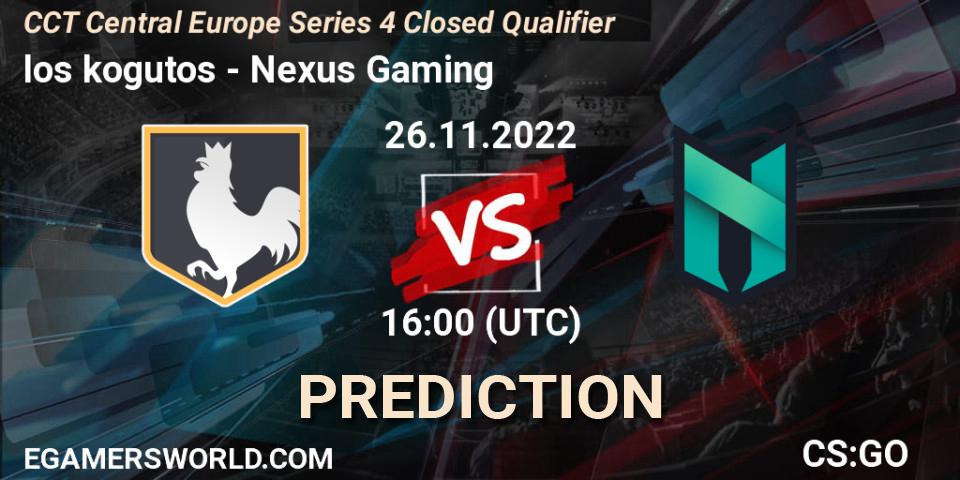 los kogutos - Nexus Gaming: ennuste. 26.11.2022 at 17:00, Counter-Strike (CS2), CCT Central Europe Series 4 Closed Qualifier