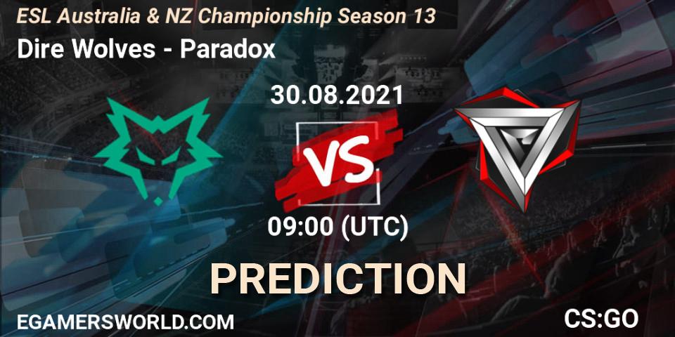Dire Wolves - Paradox: ennuste. 30.08.2021 at 09:15, Counter-Strike (CS2), ESL Australia & NZ Championship Season 13