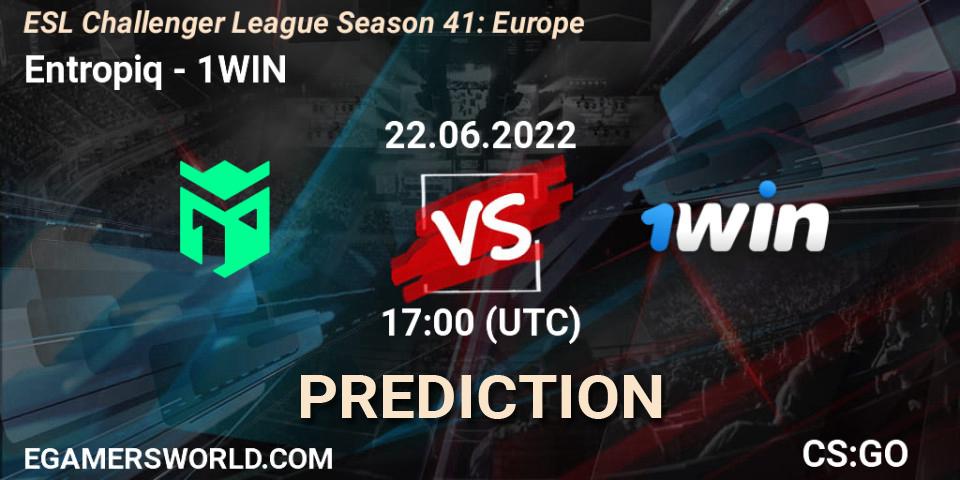 Entropiq - 1WIN: ennuste. 22.06.2022 at 17:00, Counter-Strike (CS2), ESL Challenger League Season 41: Europe