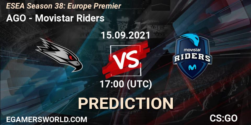 AGO - Movistar Riders: ennuste. 15.09.2021 at 17:05, Counter-Strike (CS2), ESEA Season 38: Europe Premier