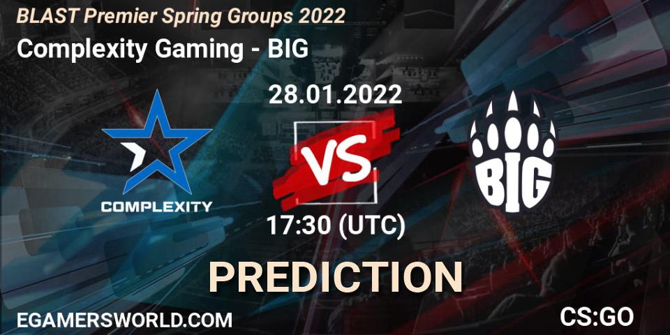 Complexity Gaming - BIG: ennuste. 28.01.22, CS2 (CS:GO), BLAST Premier Spring Groups 2022
