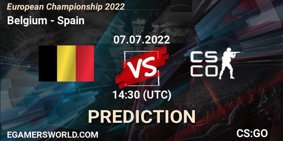 Belgium - Spain: ennuste. 07.07.2022 at 14:50, Counter-Strike (CS2), European Championship 2022
