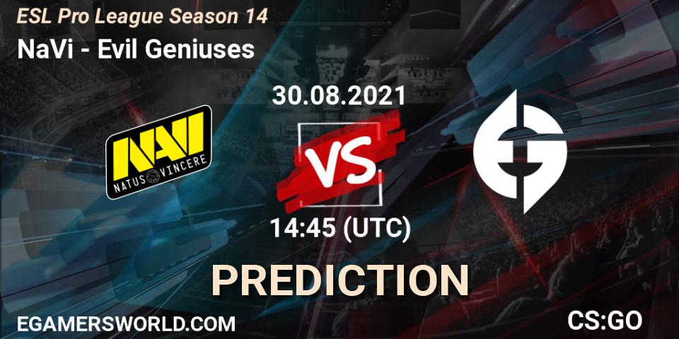 NaVi - Evil Geniuses: ennuste. 30.08.21, CS2 (CS:GO), ESL Pro League Season 14