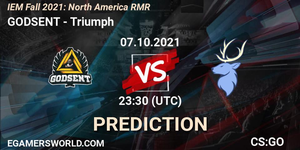 GODSENT - Triumph: ennuste. 07.10.2021 at 23:30, Counter-Strike (CS2), IEM Fall 2021: North America RMR