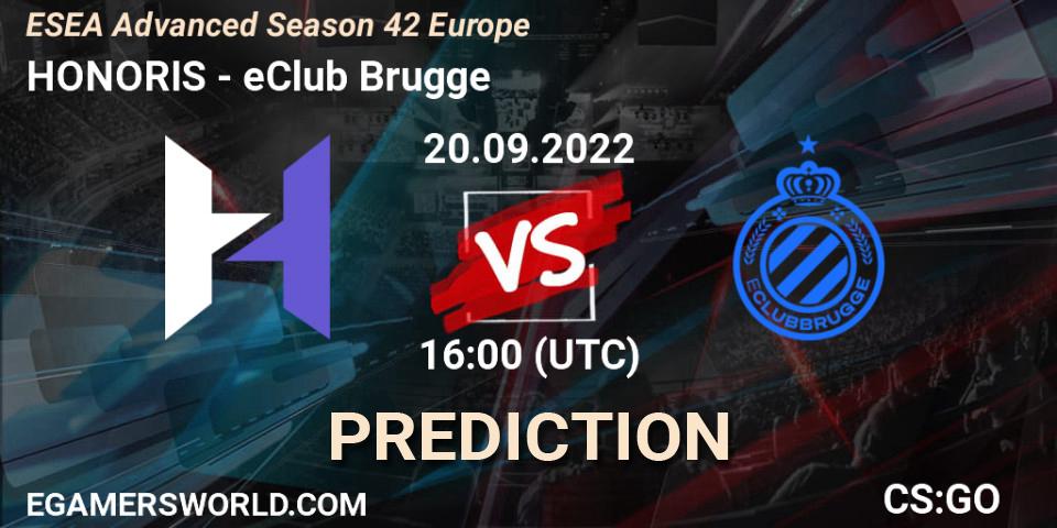 HONORIS - eClub Brugge: ennuste. 20.09.2022 at 16:00, Counter-Strike (CS2), ESEA Season 42: Advanced Division - Europe