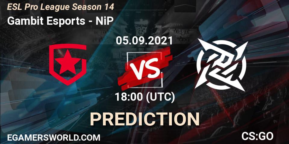 Gambit Esports - NiP: ennuste. 05.09.2021 at 18:00, Counter-Strike (CS2), ESL Pro League Season 14