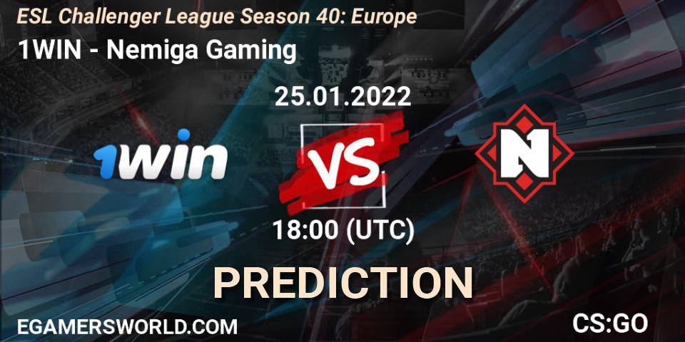1WIN - Nemiga Gaming: ennuste. 25.01.2022 at 18:00, Counter-Strike (CS2), ESL Challenger League Season 40: Europe