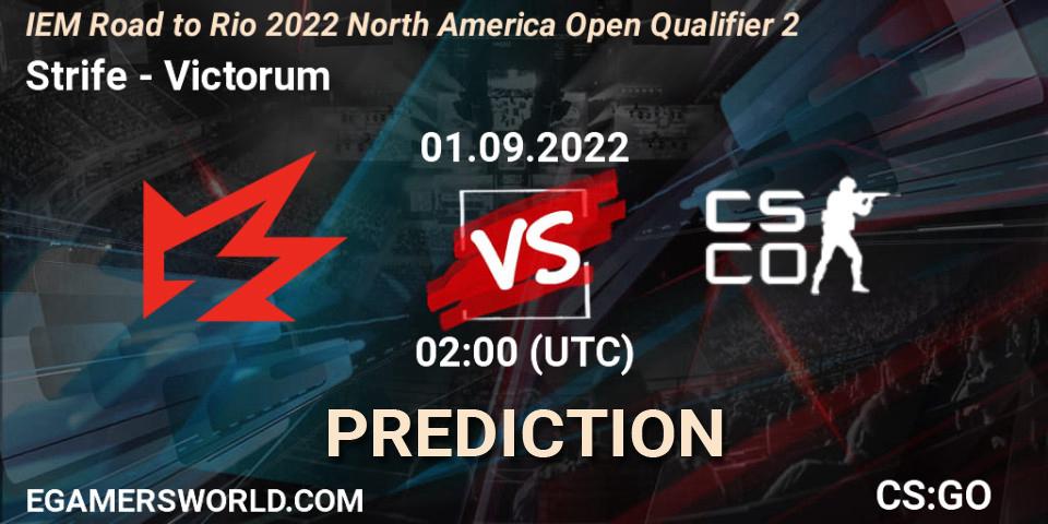 Strife - Victorum: ennuste. 01.09.2022 at 02:00, Counter-Strike (CS2), IEM Road to Rio 2022 North America Open Qualifier 2