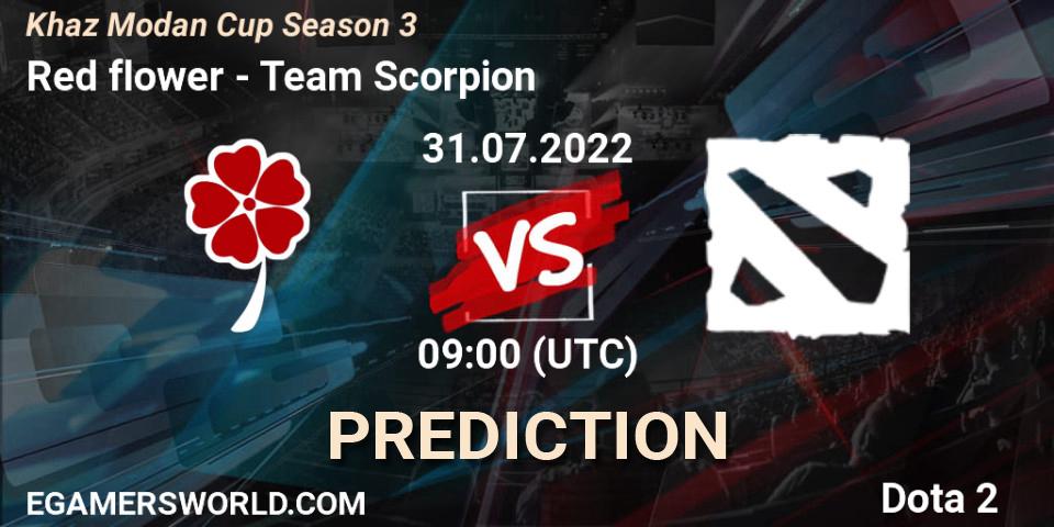 Red flower - Team Scorpion: ennuste. 31.07.2022 at 07:00, Dota 2, Khaz Modan Cup Season 3
