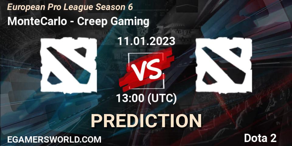 MonteCarlo - Creep Gaming: ennuste. 11.01.2023 at 13:05, Dota 2, European Pro League Season 6
