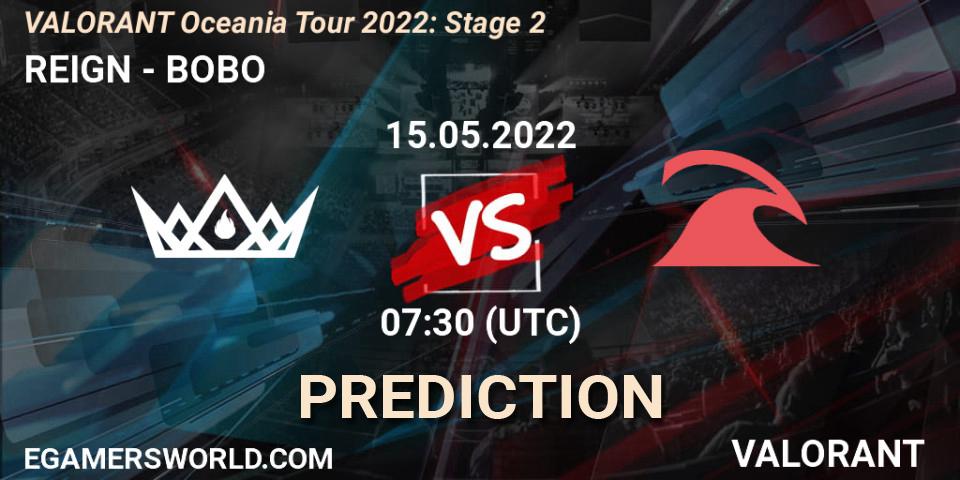 REIGN - BOBO: ennuste. 15.05.2022 at 07:30, VALORANT, VALORANT Oceania Tour 2022: Stage 2