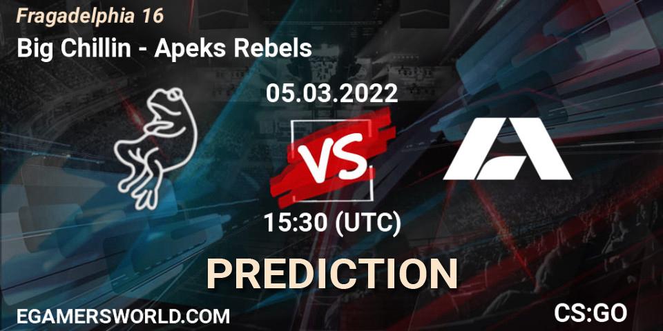 Big Chillin - Apeks Rebels: ennuste. 05.03.2022 at 15:55, Counter-Strike (CS2), Fragadelphia 16