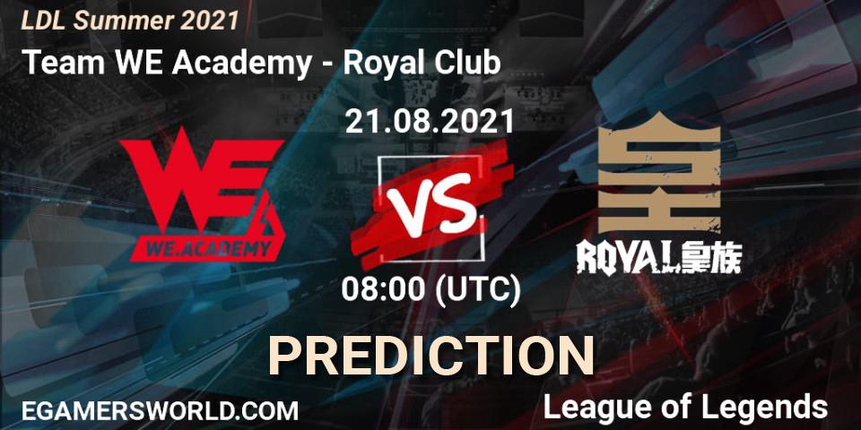 Team WE Academy - Royal Club: ennuste. 21.08.2021 at 08:20, LoL, LDL Summer 2021