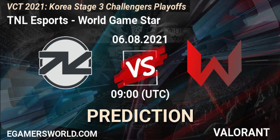 TNL Esports - World Game Star: ennuste. 06.08.2021 at 11:00, VALORANT, VCT 2021: Korea Stage 3 Challengers Playoffs