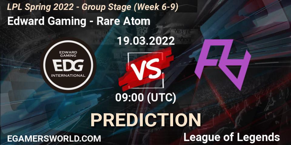 Edward Gaming - Rare Atom: ennuste. 19.03.2022 at 09:00, LoL, LPL Spring 2022 - Group Stage (Week 6-9)