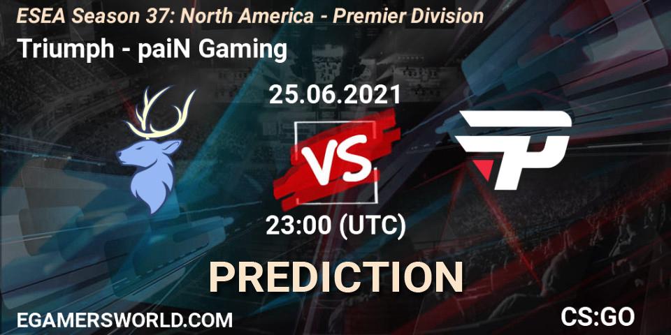 Triumph - paiN Gaming: ennuste. 25.06.2021 at 23:00, Counter-Strike (CS2), ESEA Season 37: North America - Premier Division