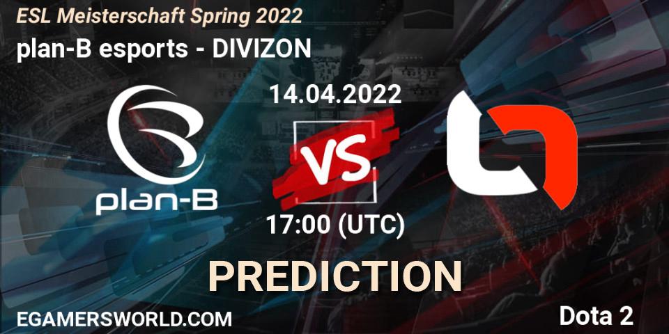 plan-B esports - DIVIZON: ennuste. 14.04.2022 at 17:00, Dota 2, ESL Meisterschaft Spring 2022