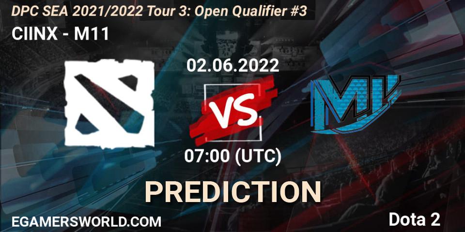 CIINX - M11: ennuste. 02.06.2022 at 07:00, Dota 2, DPC SEA 2021/2022 Tour 3: Open Qualifier #3
