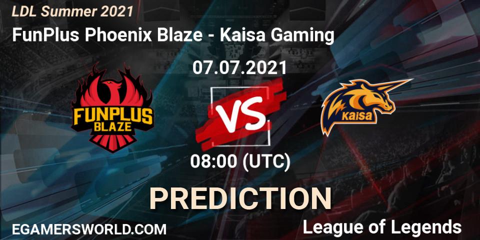 FunPlus Phoenix Blaze - Kaisa Gaming: ennuste. 07.07.2021 at 09:00, LoL, LDL Summer 2021