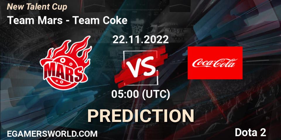 Team Mars - Team Coke: ennuste. 22.11.2022 at 07:23, Dota 2, New Talent Cup