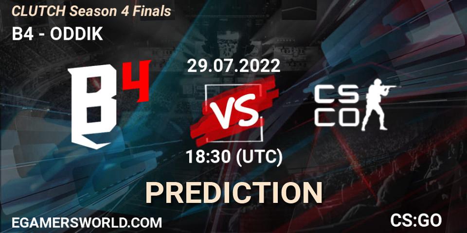 B4 - ODDIK: ennuste. 29.07.2022 at 19:00, Counter-Strike (CS2), CLUTCH Season 4 Finals