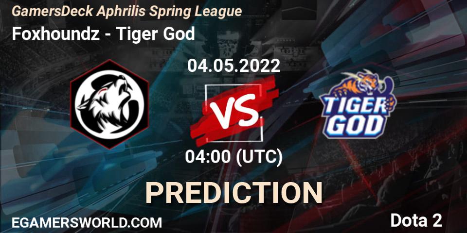 Foxhoundz - Tiger God: ennuste. 04.05.2022 at 04:00, Dota 2, GamersDeck Aphrilis Spring League