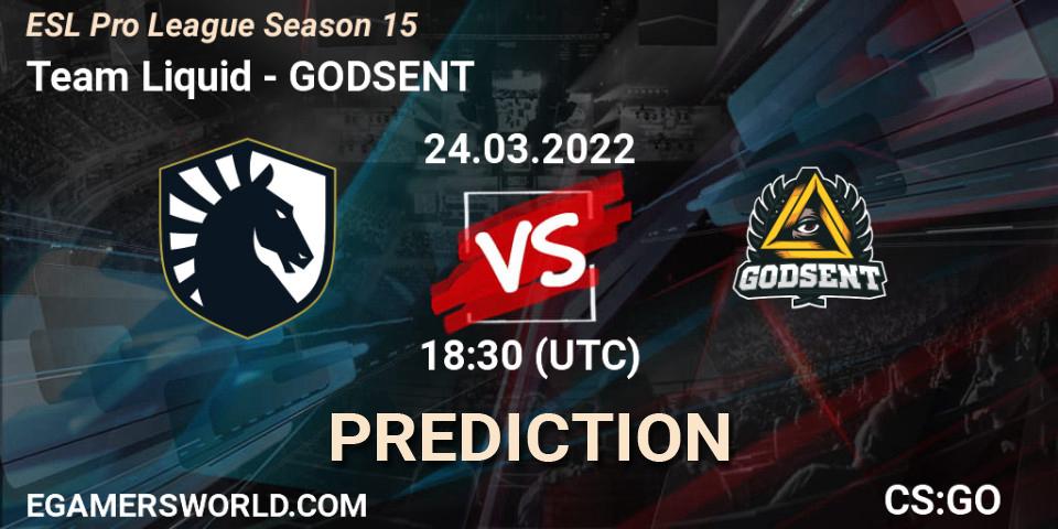 Team Liquid - GODSENT: ennuste. 24.03.2022 at 18:30, Counter-Strike (CS2), ESL Pro League Season 15