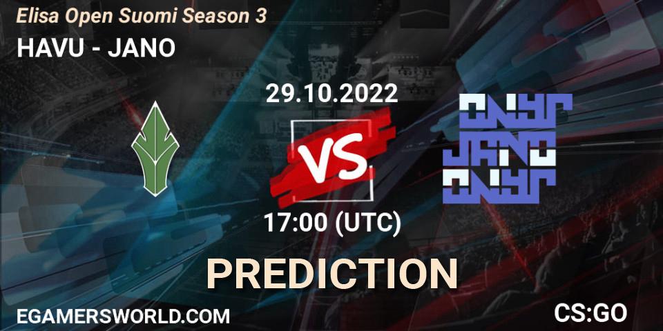 HAVU - JANO: ennuste. 29.10.2022 at 17:00, Counter-Strike (CS2), Elisa Open Suomi Season 3
