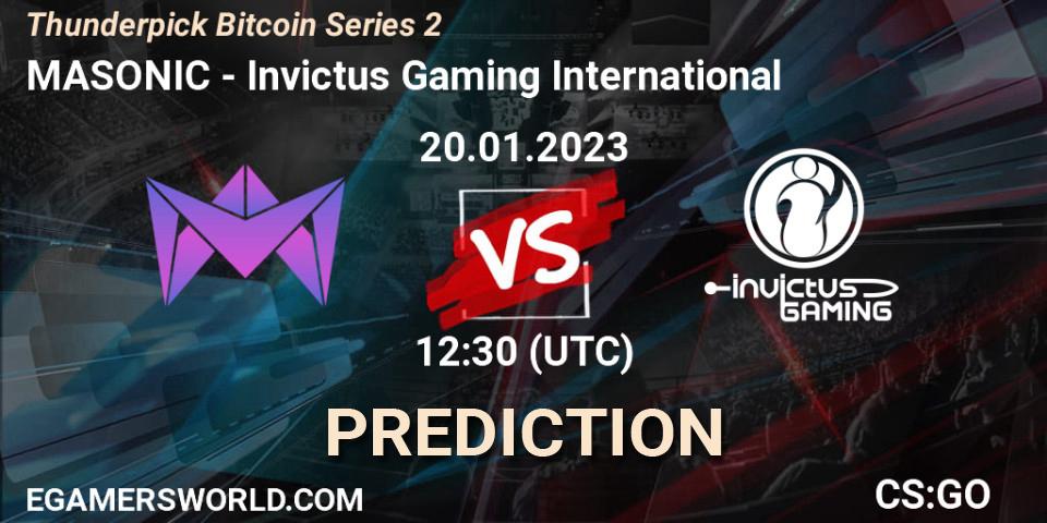MASONIC - Invictus Gaming International: ennuste. 22.01.2023 at 09:00, Counter-Strike (CS2), Thunderpick Bitcoin Series 2