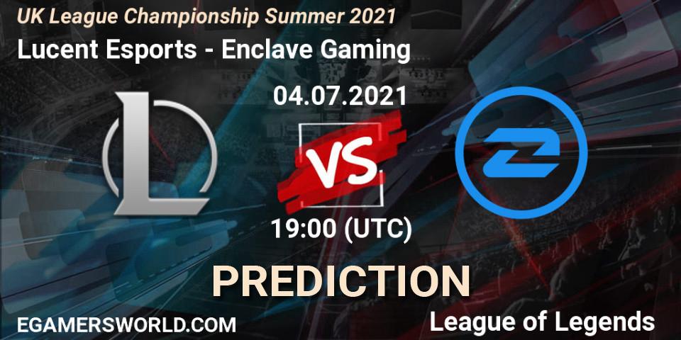 Lucent Esports - Enclave Gaming: ennuste. 04.07.2021 at 19:00, LoL, UK League Championship Summer 2021