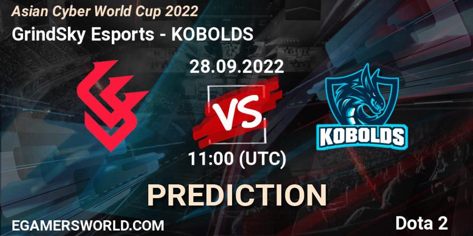GrindSky Esports - KOBOLDS: ennuste. 28.09.2022 at 10:19, Dota 2, Asian Cyber World Cup 2022