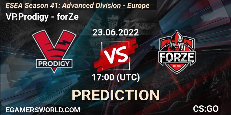 VP.Prodigy - forZe: ennuste. 23.06.2022 at 17:05, Counter-Strike (CS2), ESEA Season 41: Advanced Division - Europe